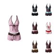 thumbnail image 1 of Krdevn Polka Dot Halter Neck Two Piece Tankini Casual Summer Swim Set for Pool Beach Outings (Big Girls),9-10 Years, 1 of 4