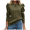 thumbnail image 1 of Krdevn Womens Fall Sweatshirts,Women Casual Puff Long Sleeve Hoodies Drawstring Pullover Sweatshirts Loose Fit Solid Shirts Fall Sweatshirt,Pullover Sweatshirts for Women,Size:XL, 1 of 6