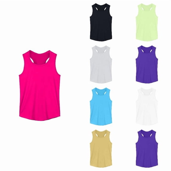 Krdevn Racerback Sleeveless Tank Top Casual Loose Fit Daily Outdoor Wear (Toddler,Big Girls),12-13 Years