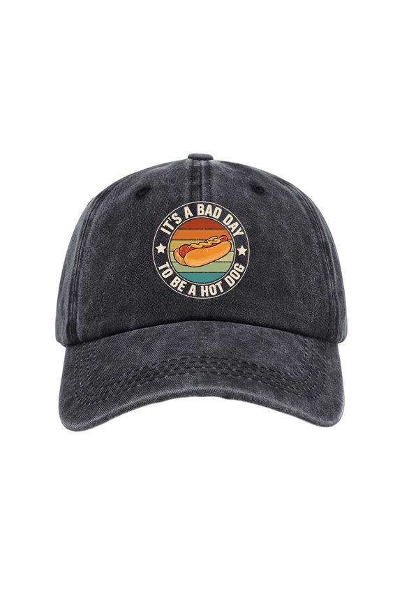 Krdevn Retro Washed Denim Baseball Cap, Funny Print Adjustable Distressed Dad Hat for Outdoor Daily Wear