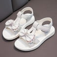 thumbnail image 1 of Krdevn Rhinestone Bow Open Toe Sandals, Flat Heel, Ankle Strap for Daily Summer Wear (Toddler, Big Girls),3.5-4 Years, 1 of 6