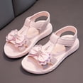 thumbnail image 1 of Krdevn Rhinestone Bow Open Toe Sandals, Flat Heel, Ankle Strap for Daily Summer Wear (Toddler, Big Girls),9-10 Years, 1 of 6