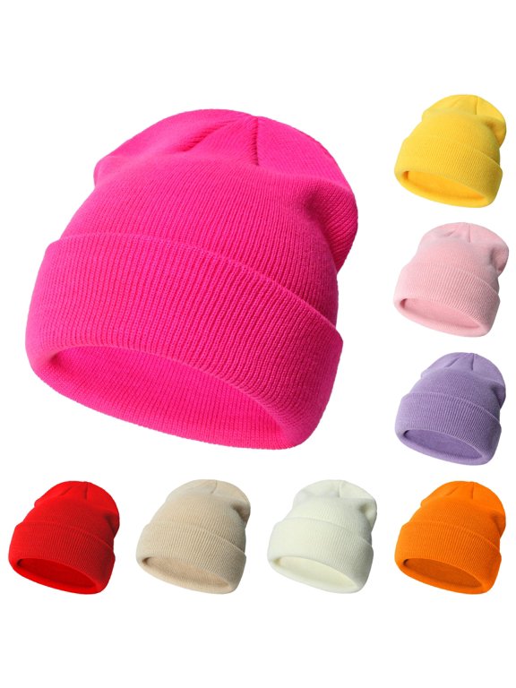Krdevn Ribbed Kids Knit Beanie Soft Stretchy Thermal Warm Winter Cap Unisex Fit for Toddler Boys Girls Cold Weather Daily Outdoor Wear