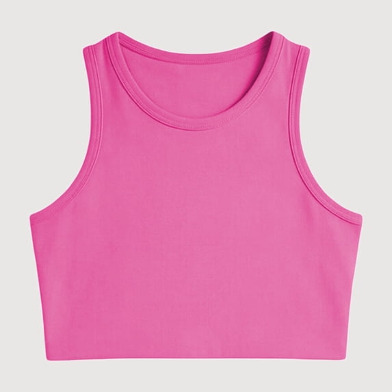 Krdevn Ribbed Solid Cropped Tank Top Sleeveless Casual Athletic Wear (Girls),6-8 Years