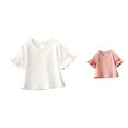 thumbnail image 1 of Krdevn Round Neck Half Sleeve Tee with Lace and Ruffled Sleeves (Toddler, Little Girls),18-24 Months, 1 of 9