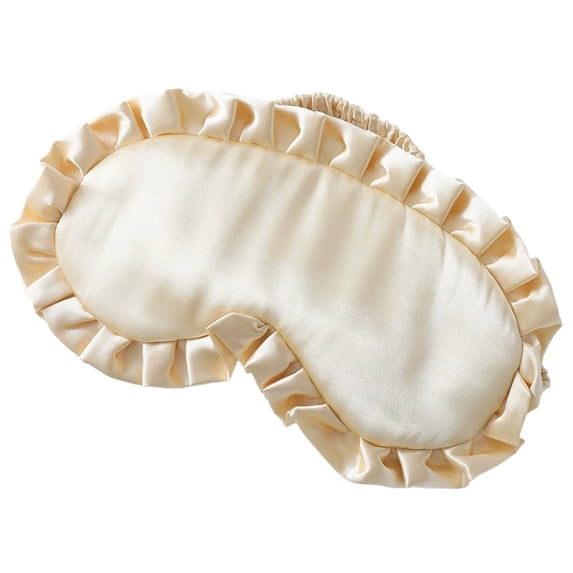 Krdevn Ruffled Satin Sleep Eye Mask Elastic Band Soft Breathable Light Blocking Comfort Blindfold Travel Airplane Nap Bedroom Overnight Stress Relief Sleep Aid Accessory