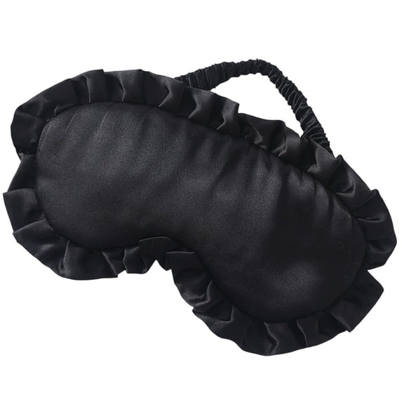 Krdevn Ruffled Satin Sleep Eye Mask Elastic Band Soft Breathable Light Blocking Comfort Blindfold Travel Airplane Nap Bedroom Overnight Stress Relief Sleep Aid Accessory