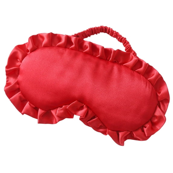 Krdevn Ruffled Satin Sleep Eye Mask Soft Lightweight Full Light Blocking Comfortable Eye Cover Travel Home Nap Night Sleeping Relax Sleep Aid Accessory