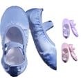 thumbnail image 1 of Krdevn Satin Ballet Slippers with Elastic Strap Split Sole Dance Training Shoes (Toddler to Big Girls),17-18 Years, 1 of 3