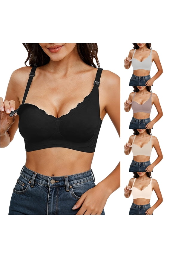 Seamless Wireless Nursing Bra Comfort Fit Maternity Support Bra for Pregnancy and Postpartum Breastfeeding,S