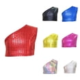 thumbnail image 1 of Krdevn Shiny Performance Crop Top, Glitter Stretch Tee, for Dance Party (Little Girls, Big Girls),14-15 Years, 1 of 4