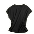 thumbnail image 1 of Krdevn Silk Knit Top for Girls Elegant Waist Design Flutter Sleeve Blouse with Ruffle Detail Slim Fit Round Neck Shirt,12-13 Years, 1 of 4