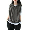 thumbnail image 1 of Krdevn Sleeveless Hoodie - Women's Oversized Solid Pullover, Drawstring Pocket for Fall Layering & Street Style, Size for L, 1 of 5