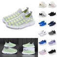 thumbnail image 1 of Krdevn Slip On Kids Sneakers, Breathable Knit Mesh Lightweight Non Slip No Laces Athletic Shoes for Boys Girls,Green, 1 of 9