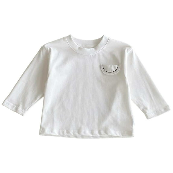 Krdevn Soft Boys Tops Long Sleeve Shirt for Toddlers Everyday Wear Basic Solid Color Crewneck Tee for Baby Girls and Boys,Kids Clothing,9-12 Months