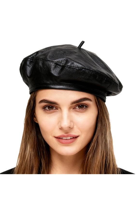 Soft Leather Beret Hat for Painter Cap Autumn Winter,Size:M