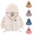 thumbnail image 1 of Krdevn Solid Baby Sherpa Hooded Jacket Zip Up Plush Coat Size:12-24 Months, 1 of 5