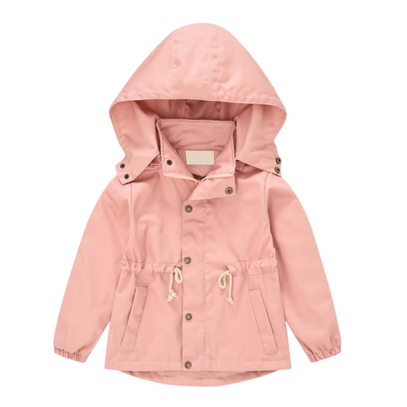 Krdevn Solid Boys Hooded Utility Jacket Drawstring Cotton Coat Size:4-5 Years