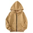 thumbnail image 1 of Krdevn Solid Boys Zip Up Hoodie Jacket Kangaroo Pocket Sweatshirt Size:8-9 Years, 1 of 9