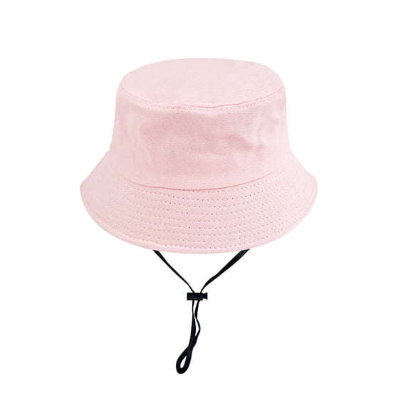 Krdevn Solid Kids Basic Bucket Hat UPF50+ Adjustable Toggle Chin Strap Wide Brim Outdoor Sun Hat Size:2-6 Years