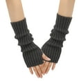 thumbnail image 1 of Krdevn Solid Knit Fingerless Mittens Texting Touchscreen Warm Winter Handwear for Cold Weather,Size:One Size, 1 of 4