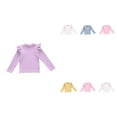 thumbnail image 1 of Krdevn Solid Long Sleeve Top, Lightweight Crew Neck Tees, Elegant Lace Detail Blouse (Baby,Little Girls),2-3 Years, 1 of 3