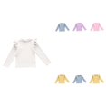 thumbnail image 1 of Krdevn Solid Long Sleeve Top, Lightweight Crew Neck Tees, Elegant Lace Detail Blouse (Baby,Little Girls),5-6 Years, 1 of 3