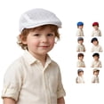 thumbnail image 1 of Krdevn Solid Textured Kids Newsboy Flat Cap UPF 50+ Soft Foldable Summer Outdoor Sun Hat for Toddler Boys, 1 of 4