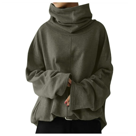 Krdevn Spliced Turtleneck - Women's Seamless Pullover, Hidden Pocket & Loose Fit for Layered Outfits, Size for M