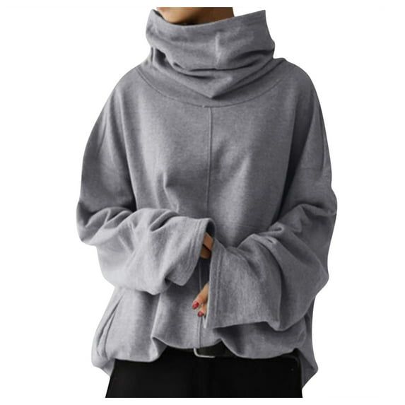 Krdevn Spliced Turtleneck - Women's Seamless Pullover, Hidden Pocket & Loose Fit for Layered Outfits, Size for S