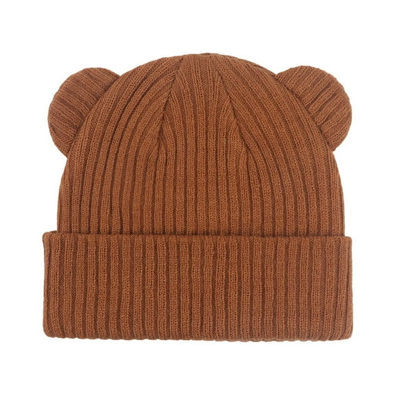Krdevn Stretch Baby for Boys Girls Soft Knit Winter Hat with Adorable Bear Design for Toddler Cold Weather,Size:0-3 Years