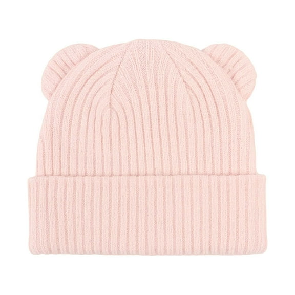 Krdevn Stretch Baby for Boys Girls Soft Knit Winter Hat with Adorable Bear Design for Toddler Cold Weather,Size:0-3 Years