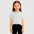 thumbnail image 1 of Krdevn Striped Crew Neck Short Sleeve Casual Tee for Everyday Wear (Boys),4-5 Years, 1 of 5