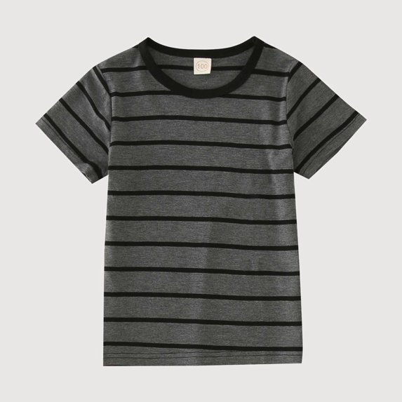 Krdevn Striped Crew Neck Short Sleeve Casual Tee for Everyday Wear (Boys),4-5 Years