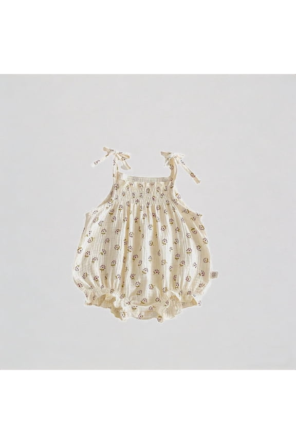 Summer Baby Baby Girl Lightweight Bow Tie Straps Top Solid Floral Wrap Dress Dress,3-6 Months