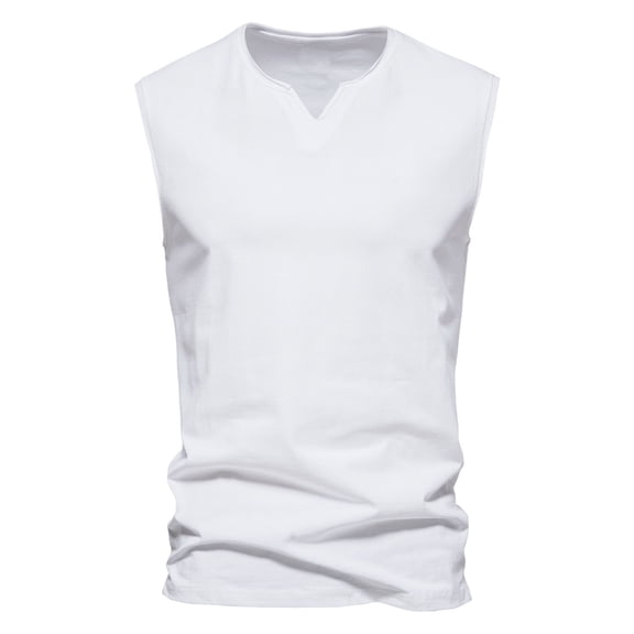 Krdevn Summer Mens Vest Collar Sleeveless T Shirt Cotton Bottoming Sports Tank Top Men,Tank Tops Men,3XL