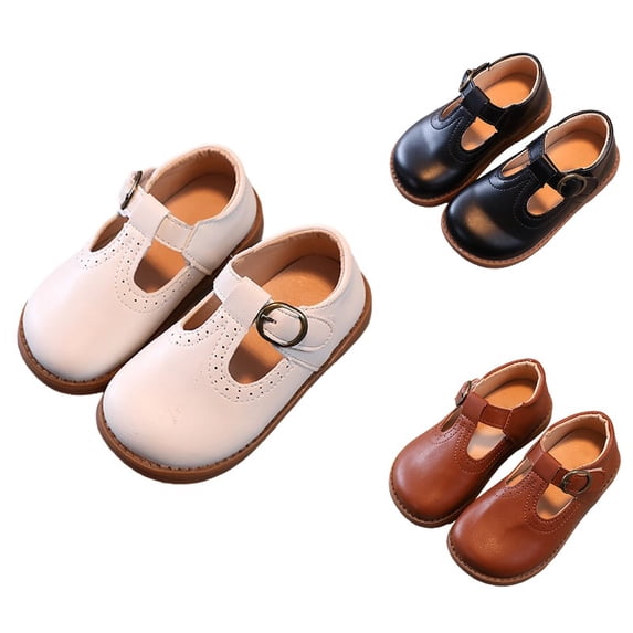 Krdevn T Strap Mary Jane Shoes Round Toe Buckle Flat Sole School Party Footwear (Toddler, Little Girls),21