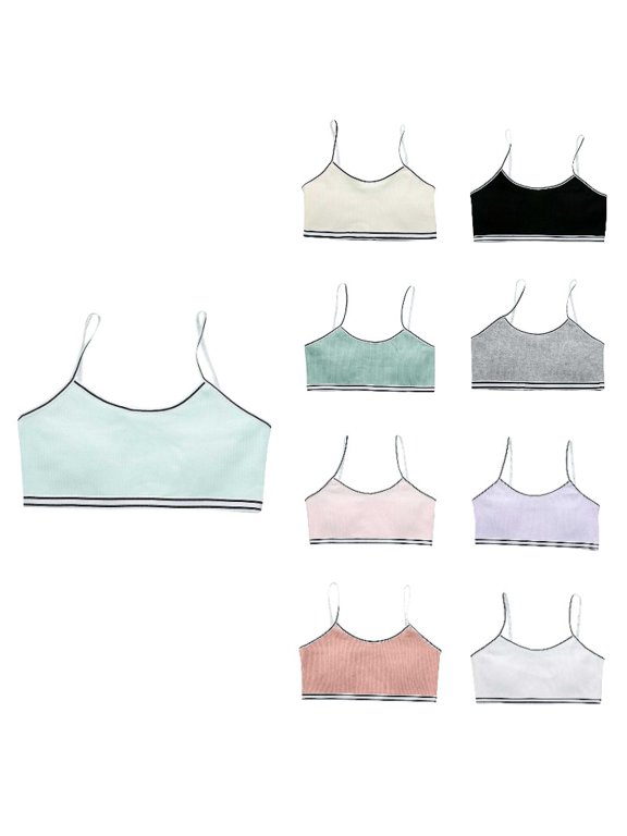 Krdevn Girls Training Cami Bra, Thin Strap Soft Camisole Bralette, Lightweight Seamless Undergarment for Puberty Growing Girls,Mint Green