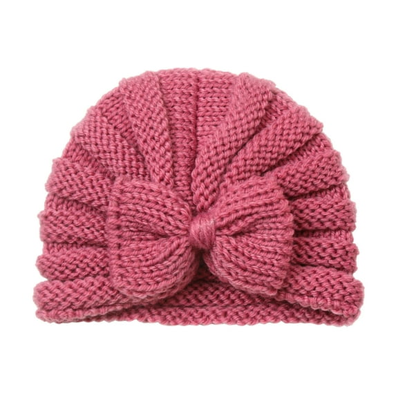 Krdevn Toddler Baby Boys Girls Knitted Cap Solid Cotton Bowknot Elastics Turban Hat