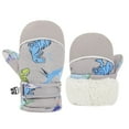 thumbnail image 1 of Krdevn Toddler Baby Winter Mittens Warm Waterproof Kids Gloves for Boys Girls Dinosaur Print Color Block Ski Snow Play,S, 1 of 8