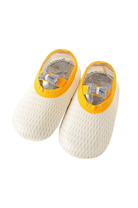 Krdevn Toddler Boys Girls' Mesh Booties, Cute Bow Decor Lightweight Breathable Soft Sole Non- First Walker Crib Shoes for Spring Summer,Sizes 18-24 Months