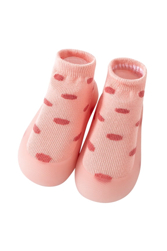 Krdevn Toddler Boys Girls' Polka Dot Sock Shoes, Non- Silicone Sole Breathable Knit Upper Lightweight Comfortable First Walker Shoes for Spring Summer,Sizes 6-12 Months