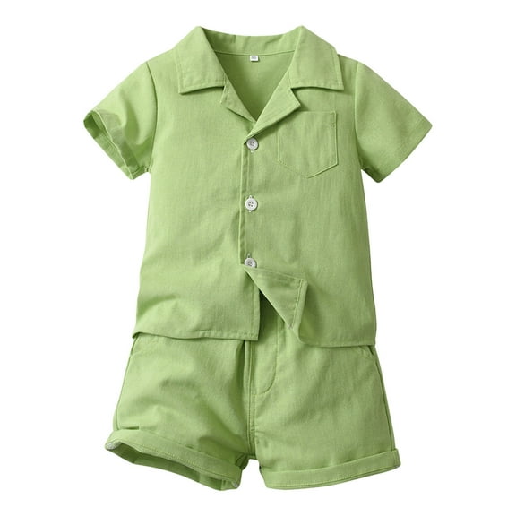 Krdevn Toddler Boys Girls Short Sleeve Summer Casual Gentleman Tops Hawaii Beach Holiday Solid Shirts T Shirt Shorts Outfits,Kids Clothing,3-4 Years