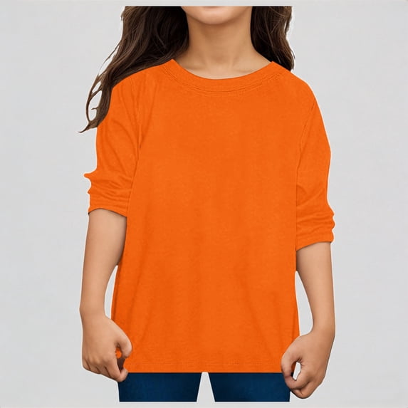 Krdevn Toddler Boys Girls Solid Color Long Sleeve Crew Neck T-Shirt Casual Fall Top,10-11 Years