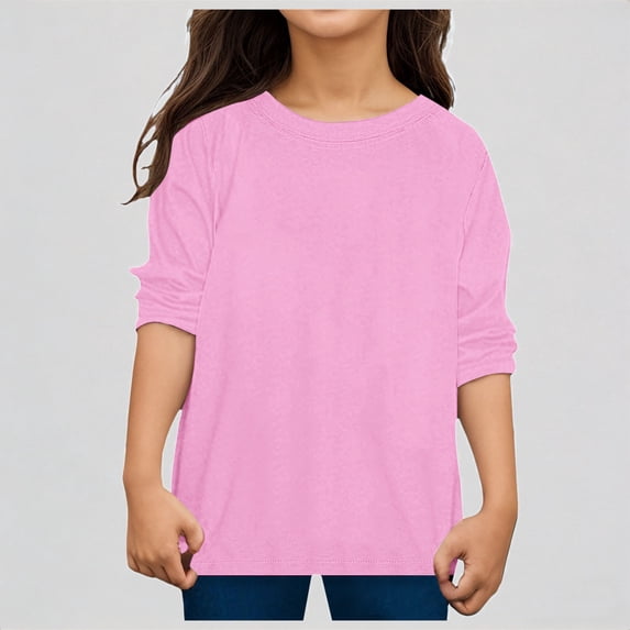 Krdevn Toddler Boys Girls Solid Color Long Sleeve Crew Neck T-Shirt Casual Fall Top,3-4 Years