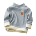 thumbnail image 1 of Krdevn Toddler Boys Girls Thick Lined Striped Shirts High Collar Soft Tops T Shirt Unisex Pullover Winter Warm Sweatshirt,6-7 Years, 1 of 9