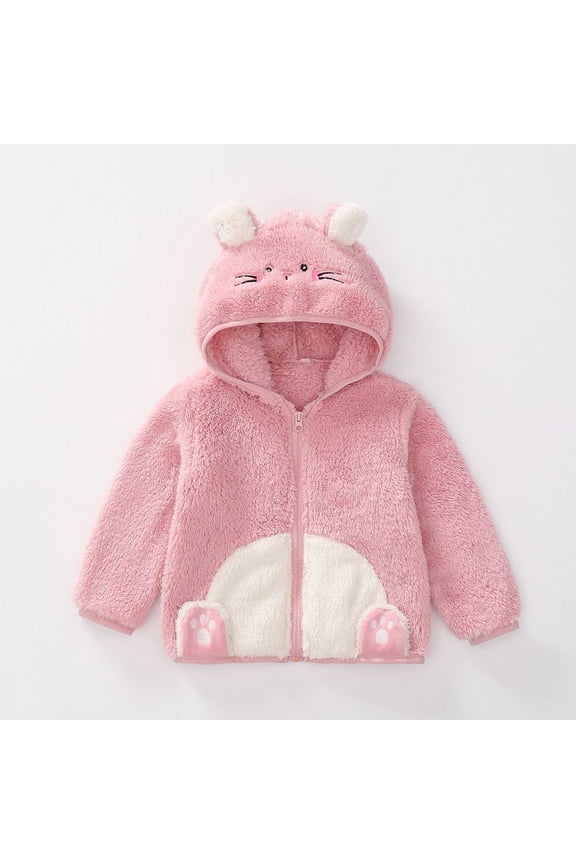 Toddler Boys Girls Windproof Hooded Coat Cartoon Jacket Warm Outerwear,18-24 Months