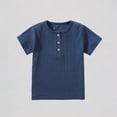 thumbnail image 1 of Krdevn Toddler Boys Short Sleeve Ribbed Henley Tee Button Placket Soft Knit Breathable Casual Daily School Summer Top,4-5 Years, 1 of 4