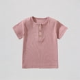 thumbnail image 1 of Krdevn Toddler Boys Short Sleeve Ribbed Henley Tee Button Placket Soft Knit Breathable Casual Daily School Summer Top,5-6 Years, 1 of 4