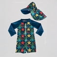 thumbnail image 1 of Krdevn Toddler Boys Two Piece Rash Guard Swimsuit Turtle Print Long Sleeve Half Zip With Sun Hat UPF 50+ Beach Swimwear,3-6 Months, 1 of 3